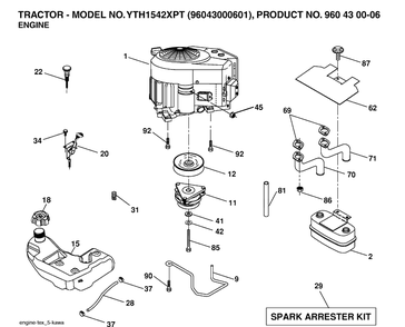 Engine Diagram and Parts List for YTH1542XP (96043000601)(2006-06) Husqvarna Lawn Tractor