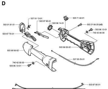 Handle And Controls Diagram and Parts List for 325HE3 (X-SERIES)(20011800001-20040100000) Husqvarna Hedge Trimmer