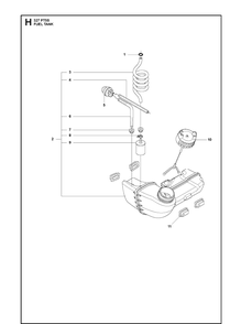 Fuel Tank Diagram and Parts List for 327PT5S 20112300001-20120100000 Husqvarna Pole Saw