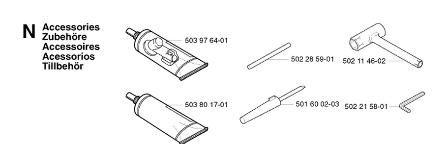 Accessories Diagram and Parts List for 325E 20020900001-Current Husqvarna Edger