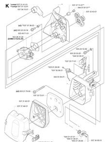 Carburetor And Air Filter Diagram and Parts List for 335R  Husqvarna Brush Cutter