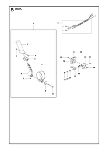 Handle and Controls 2 Diagram and Parts List for 356BF (X-SERIES)(20144900001-Current) Husqvarna Leaf Blower / Vacuum