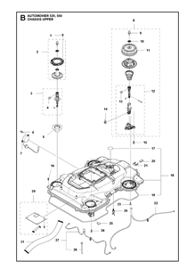 Chassis Upper Diagram and Parts List for 520 2020 Husqvarna Lawn Mower