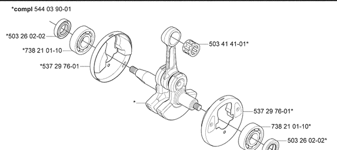 Crankshaft And Crankcase 1 Diagram and Parts List for 335FR 2008-09 Husqvarna Brush Cutter