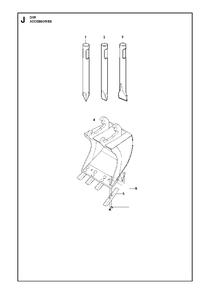 Chisels And Bucket Diagram and Parts List for DXR250 (11)(2010-09) Husqvarna Demolition Hammer