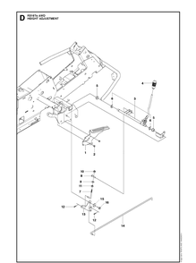 Height Adjustment Diagram and Parts List for R316TSAWD (966757701)(2012) Husqvarna Lawn Mower