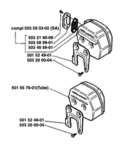 Muffler Diagram and Parts List for 61 1989-02 Husqvarna Chainsaw