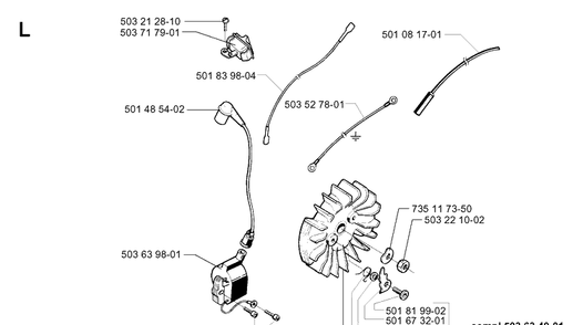 Electrical Diagram and Parts List for 394XP 19960100001-19980900000 Husqvarna Chainsaw