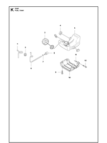 Fuel Tank Diagram and Parts List for 524R 2020-11 Husqvarna Brush Cutter