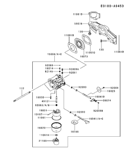 Carburetor Diagram and Parts List for FR691V-DS15 2017-09 Husqvarna Engine