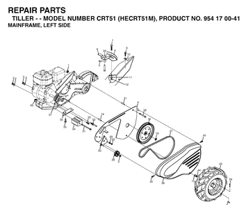 Mainframe, Left Side Diagram and Parts List for CRT51 (HECRT51M)(2003-09) Husqvarna Cultivator