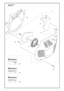 Starter Diagram and Parts List for 455ERANCHER 2009-10 Husqvarna Chainsaw