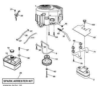 Engine Diagram and Parts List for YTH20V42 (96043029900)(2018-10) Husqvarna Lawn Tractor