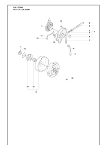 Clutch And Oil Pump Diagram and Parts List for 372 (X-TORQ)(2010-04) Husqvarna Chainsaw