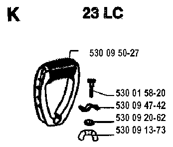 Handle Diagram and Parts List for 26L 1993-05 Husqvarna Trimmer