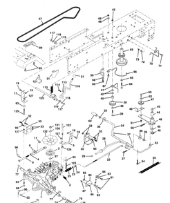 Drive Diagram and Parts List for LTH125 (HC125H42A)(954000782)(1994-01) Husqvarna Lawn Mower