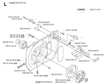 Clutch Diagram and Parts List for 265RX  Husqvarna Brush Cutter