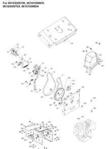 Chassis, Engine And Pulleys 1 Diagram and Parts List for ST227P  Husqvarna Snow Blower