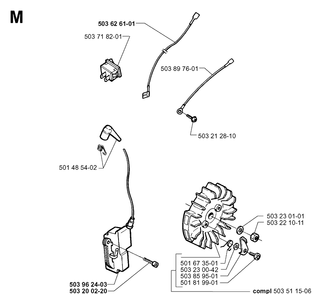 Electrical Diagram and Parts List for 365 19991400001-19994699999 Husqvarna Chainsaw
