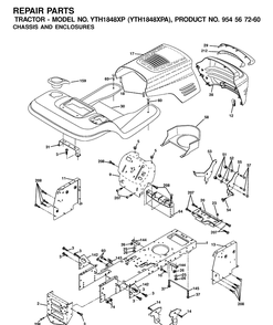 Chassis And Enclosures Diagram and Parts List for YTH1848XP (954567260)(2001-02) Husqvarna Lawn Tractor