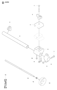 Bevel Gear And Shaft Diagram and Parts List for 327LX 20080900001 - 20090100000 Husqvarna Trimmer