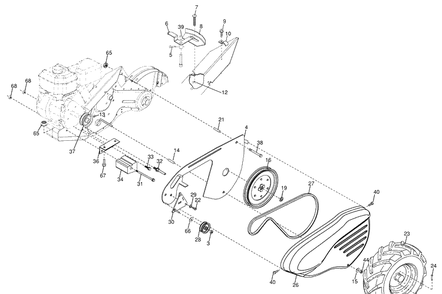 Mainframe / Leftside Diagram and Parts List for 650RTT (96093000203)(2008-09) Husqvarna Tiller
