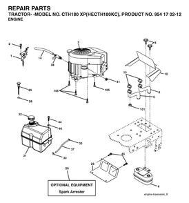 Engine Diagram and Parts List for CTH180XP (HECTH180KC)(2004-01) Husqvarna Lawn Tractor