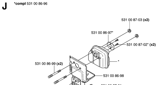 Muffler Diagram and Parts List for 324HDA55 (X-SERIES)(20041800001-20053600000) Husqvarna Hedge Trimmer