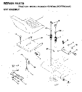 Seat Diagram and Parts List for YTHK180 (HCYTHK180A)(1996-01) Husqvarna Lawn Tractor