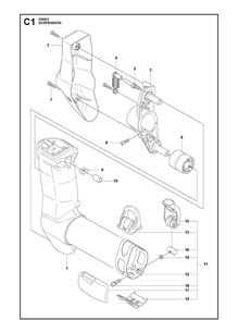 Suspension 3 Diagram and Parts List for 355RX  Husqvarna Brush Cutter