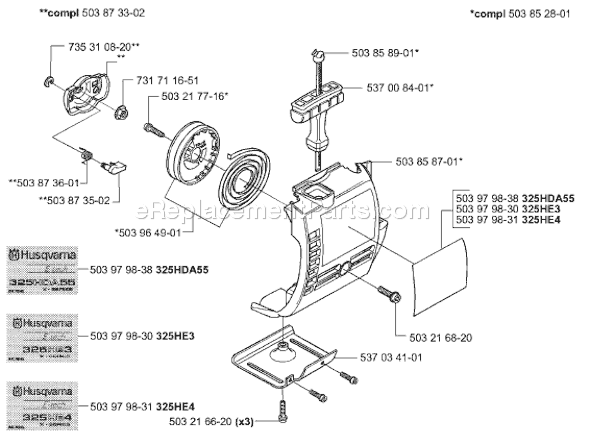 Page M Diagram and Parts List for 325HE3 2001-01 Husqvarna Trimmer