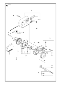 Belt Guard And Pulley Diagram and Parts List for K960 2007-07 Husqvarna Circular Saw