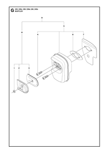 Muffler Diagram and Parts List for 240 20101400001-20144000000 Husqvarna Chainsaw