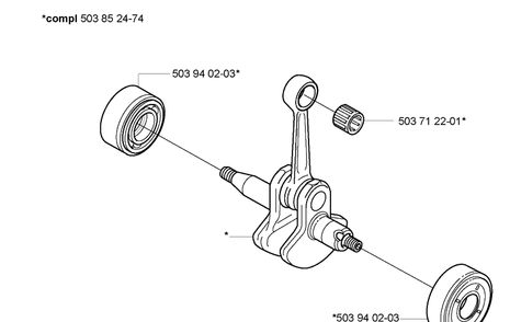 Crankshaft Diagram and Parts List for 223L 2005-04 Husqvarna Trimmer