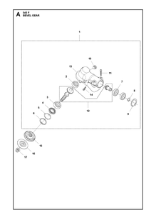 Bevel Gear Diagram and Parts List for 545F  Husqvarna Brush Cutter