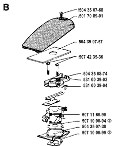 Carburetor And Air Filter Diagram and Parts List for 35 19902200001-Current Husqvarna Chainsaw