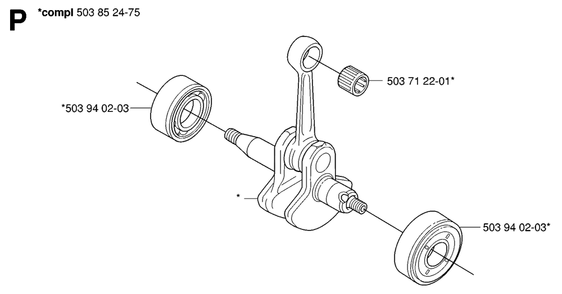 Crankshaft Diagram and Parts List for 325HDA55X 20053600001 - 20054000000 Husqvarna Hedge Trimmer