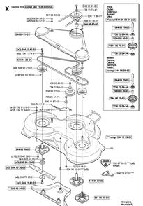 103cm Cutting Deck Diagram and Parts List for RIDER155AWD (965089301)(2006-01) Husqvarna Lawn Mower
