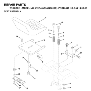 Seat Diagram and Parts List for LTH145 (954140006C)(1998-02) Husqvarna Lawn Tractor