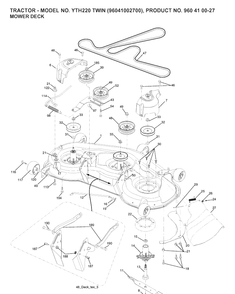 Mower Deck / Cutting Deck Diagram and Parts List for YTH220TWIN (96041002700)(2007-04) Husqvarna Lawn Tractor