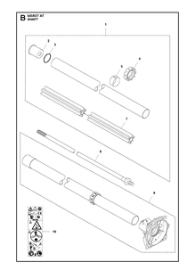 Shaft Diagram and Parts List for 545RXTAT  Husqvarna Brush Cutter