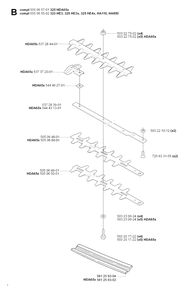 Cutting Equipment Diagram and Parts List for HA850 20090900001 & Above Husqvarna Trimmer