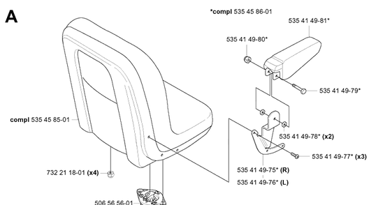 Seat Diagram and Parts List for PR18 (953521901)(2004-01) Husqvarna Lawn Mower