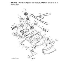 Mower Deck Diagram and Parts List for 96043031000  Husqvarna Lawn Tractor