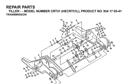Transmission Diagram and Parts List for CRT51 (HECRT51L)(2003-01) Husqvarna Cultivator