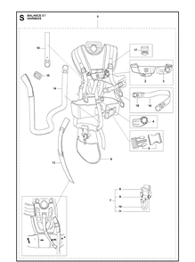 Harness Diagram and Parts List for 355FXT  Husqvarna Brush Cutter
