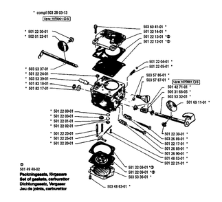 Carburetor Parts Diagram and Parts List for 61 1993-09 Husqvarna Chainsaw