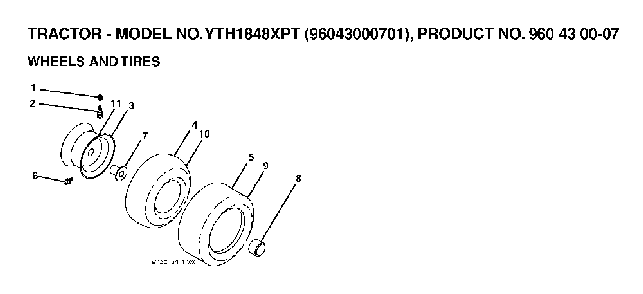 Wheels And Tires Diagram and Parts List for YTH1848XPT (96043000701)(2006-03) Husqvarna Lawn Tractor