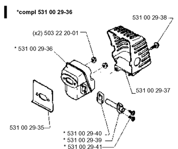 Muffler Diagram and Parts List for 26H 19951400001-Current Husqvarna Hedge Trimmer