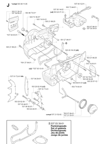 Crankcase Diagram and Parts List for 385 20064000001-Current Husqvarna Chainsaw